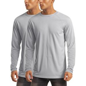 imageMAGCOMSEN 2 Pack Mens Long Sleeve Shirts Sun Protection UPF 50 UV SPF Dry Fit TShirt for Swim Athletic2lightgrey