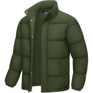 imageMAGCOMSEN Mens Down Jacket Winter Warm Thicken Puffer Coats Water Resistant Windproof Casual Insulated JacketArmy Green