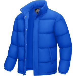 imageMAGCOMSEN Mens Down Jacket Winter Warm Thicken Puffer Coats Water Resistant Windproof Casual Insulated JacketColor Blue
