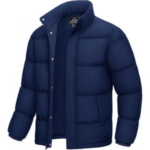 imageMAGCOMSEN Mens Down Jacket Winter Warm Thicken Puffer Coats Water Resistant Windproof Casual Insulated JacketNavy