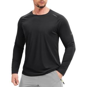 imageMAGCOMSEN Mens Long Sleeve Shirts UPF 50 Sun Protection UV Shirt Dry Fit TShirts for Hiking Running AthleticBlack