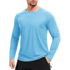 imageMAGCOMSEN Mens Long Sleeve Shirts UPF 50 Sun Protection UV Shirt Dry Fit TShirts for Hiking Running AthleticBlue