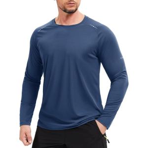imageMAGCOMSEN Mens Long Sleeve Shirts UPF 50 Sun Protection UV Shirt Dry Fit TShirts for Hiking Running AthleticBluegrey