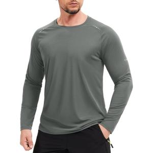 imageMAGCOMSEN Mens Long Sleeve Shirts UPF 50 Sun Protection UV Shirt Dry Fit TShirts for Hiking Running AthleticDark Grey