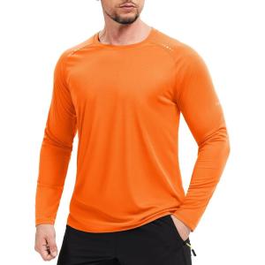 imageMAGCOMSEN Mens Long Sleeve Shirts UPF 50 Sun Protection UV Shirt Dry Fit TShirts for Hiking Running AthleticFlorange