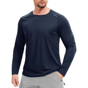 imageMAGCOMSEN Mens Long Sleeve Shirts UPF 50 Sun Protection UV Shirt Dry Fit TShirts for Hiking Running AthleticNavy