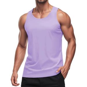 imageMAGCOMSEN Mens Workout Tank Tops Undershirt Cotton Muscle Athletic Sleeveless Shirts for GymLight Purple