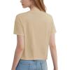 imageMAGCOMSEN Womens Crop Tops Basic Summer Cropped TShirts Loose Fit Cotton Short Sleeve UPF 50 Boxy Tee ShirtsLight Khaki