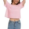 imageMAGCOMSEN Womens Crop Tops Basic Summer Cropped TShirts Loose Fit Cotton Short Sleeve UPF 50 Boxy Tee ShirtsLight Pink