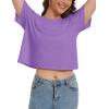 imageMAGCOMSEN Womens Crop Tops Basic Summer Cropped TShirts Loose Fit Cotton Short Sleeve UPF 50 Boxy Tee ShirtsLight Purple