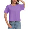 imageMAGCOMSEN Womens Crop Tops Basic Summer Cropped TShirts Loose Fit Cotton Short Sleeve UPF 50 Boxy Tee ShirtsLight Purple