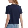 imageMAGCOMSEN Womens Crop Tops Basic Summer Cropped TShirts Loose Fit Cotton Short Sleeve UPF 50 Boxy Tee ShirtsNavy