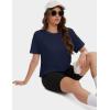 imageMAGCOMSEN Womens Crop Tops Basic Summer Cropped TShirts Loose Fit Cotton Short Sleeve UPF 50 Boxy Tee ShirtsNavy