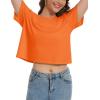 imageMAGCOMSEN Womens Crop Tops Basic Summer Cropped TShirts Loose Fit Cotton Short Sleeve UPF 50 Boxy Tee ShirtsOrange