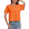imageMAGCOMSEN Womens Crop Tops Basic Summer Cropped TShirts Loose Fit Cotton Short Sleeve UPF 50 Boxy Tee ShirtsOrange