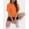 imageMAGCOMSEN Womens Crop Tops Basic Summer Cropped TShirts Loose Fit Cotton Short Sleeve UPF 50 Boxy Tee ShirtsOrange