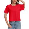 imageMAGCOMSEN Womens Crop Tops Basic Summer Cropped TShirts Loose Fit Cotton Short Sleeve UPF 50 Boxy Tee ShirtsTomato Red