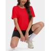 imageMAGCOMSEN Womens Crop Tops Basic Summer Cropped TShirts Loose Fit Cotton Short Sleeve UPF 50 Boxy Tee ShirtsTomato Red