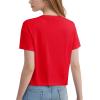 imageMAGCOMSEN Womens Crop Tops Basic Summer Cropped TShirts Loose Fit Cotton Short Sleeve UPF 50 Boxy Tee ShirtsTomato Red