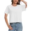 imageMAGCOMSEN Womens Crop Tops Basic Summer Cropped TShirts Loose Fit Cotton Short Sleeve UPF 50 Boxy Tee ShirtsWhite