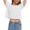 imageMAGCOMSEN Womens Crop Tops Basic Summer Cropped TShirts Loose Fit Cotton Short Sleeve UPF 50 Boxy Tee ShirtsWhite