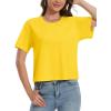 imageMAGCOMSEN Womens Crop Tops Basic Summer Cropped TShirts Loose Fit Cotton Short Sleeve UPF 50 Boxy Tee ShirtsYellow