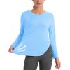 imageMAGCOMSEN Womens Sun Shirts SPF Long Sleeve Workout Tops Athletic UV Protection UPF 80 Quick Dry T ShirtSky Blue