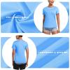 imageMAGCOMSEN Womens UPF 80 Short Sleeve TShirts Moisture Wicking Quick Dry Athletic Workout Rash Guard TopsS Blue