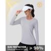imageMAGCOMSEN Womens UPF 80 Workout Shirts Long Sleeve Atheltic TShirt Quick Dry Rash Guard Swim TopsLight Grey