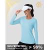 imageMAGCOMSEN Womens UPF 80 Workout Shirts Long Sleeve Atheltic TShirt Quick Dry Rash Guard Swim TopsLight Lake Blue