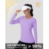 imageMAGCOMSEN Womens UPF 80 Workout Shirts Long Sleeve Atheltic TShirt Quick Dry Rash Guard Swim TopsLight Purple