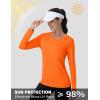 imageMAGCOMSEN Womens UPF 80 Workout Shirts Long Sleeve Atheltic TShirt Quick Dry Rash Guard Swim TopsNeon Orange
