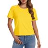 imageMAGCOMSEN Womens Crop Tops Basic Summer Cropped TShirts Loose Fit Cotton Short Sleeve UPF 50 Boxy Tee ShirtsYellow