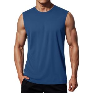 imageMAGCOMSEN Mens Tank Tops Workout Gym Sleeveless Shirts Moisture Wicking Breathable Muscle Shirt Casual Summer TanksBlue Grey