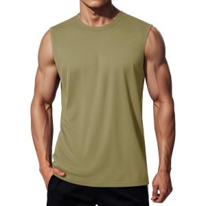 imageMAGCOMSEN Mens Tank Tops Workout Gym Sleeveless Shirts Moisture Wicking Breathable Muscle Shirt Casual Summer TanksDull Cyan