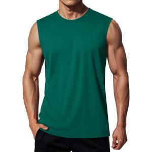imageMAGCOMSEN Mens Tank Tops Workout Gym Sleeveless Shirts Moisture Wicking Breathable Muscle Shirt Casual Summer TanksEmerald Green