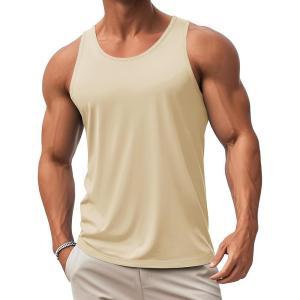 imageMAGCOMSEN Mens UPF 50 Tank Top Quick Dry Summer Workout Muscle Sleeveless Shirts for Swim Beach Bodybuilding03apricot