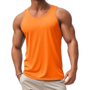 imageMAGCOMSEN Mens UPF 50 Tank Top Quick Dry Summer Workout Muscle Sleeveless Shirts for Swim Beach Bodybuilding06orange