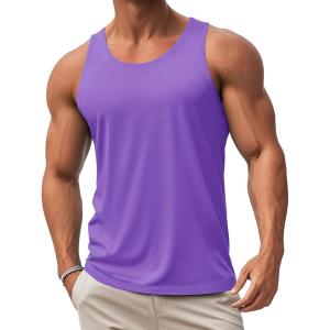 imageMAGCOMSEN Mens UPF 50 Tank Top Quick Dry Summer Workout Muscle Sleeveless Shirts for Swim Beach Bodybuilding08light Purple