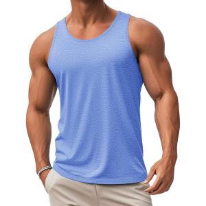 imageMAGCOMSEN Mens UPF 50 Tank Top Quick Dry Summer Workout Muscle Sleeveless Shirts for Swim Beach Bodybuilding22light Blue