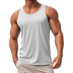 imageMAGCOMSEN Mens UPF 50 Tank Top Quick Dry Summer Workout Muscle Sleeveless Shirts for Swim Beach Bodybuilding24beige