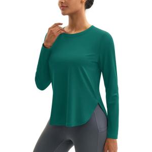 imageMAGCOMSEN Womens Sun Shirts SPF Long Sleeve Workout Tops Athletic UV Protection UPF 80 Quick Dry T ShirtEmerald Green