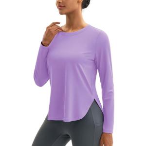 imageMAGCOMSEN Womens Sun Shirts SPF Long Sleeve Workout Tops Athletic UV Protection UPF 80 Quick Dry T ShirtLight Purple