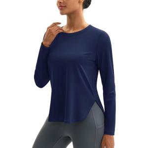 imageMAGCOMSEN Womens Sun Shirts SPF Long Sleeve Workout Tops Athletic UV Protection UPF 80 Quick Dry T ShirtNavy