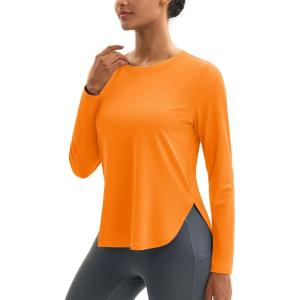 imageMAGCOMSEN Womens Sun Shirts SPF Long Sleeve Workout Tops Athletic UV Protection UPF 80 Quick Dry T ShirtOrange