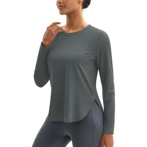 imageMAGCOMSEN Womens Sun Shirts SPF Long Sleeve Workout Tops Athletic UV Protection UPF 80 Quick Dry T ShirtSea Stone Grey