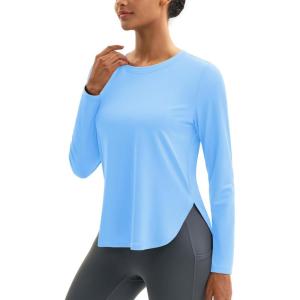 imageMAGCOMSEN Womens Sun Shirts SPF Long Sleeve Workout Tops Athletic UV Protection UPF 80 Quick Dry T ShirtSky Blue