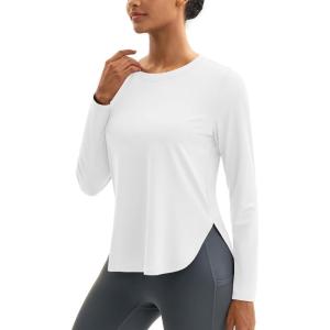 imageMAGCOMSEN Womens Sun Shirts SPF Long Sleeve Workout Tops Athletic UV Protection UPF 80 Quick Dry T ShirtWhite