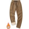 imageMAGCOMSEN Mens Winter Fleece Pants Sherpa Lined Sweatpants Thermal Warm Thicken Pants Active Joggers with 3 PocketsBrown