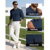 imageMAGCOMSEN Mens Polo Shirts Long Sleeve Collared Moisture Wicking Performance Golf Athletic Casual WorkNavy